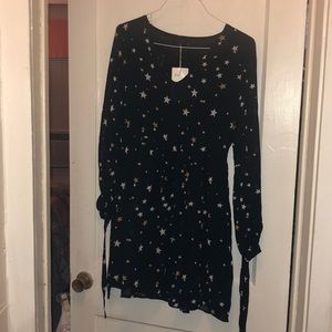 Black mini dress with stars